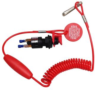 Engine kill switch with safety lanyard.